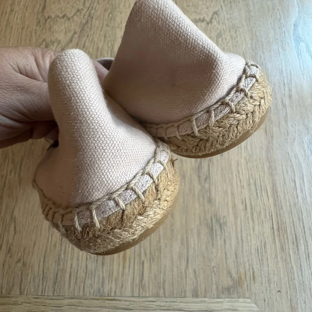 $298 NWOT TORY BURCH Espadrille Loafers Pink w/Cream Patent‎ Leather Logo SZ 9.5